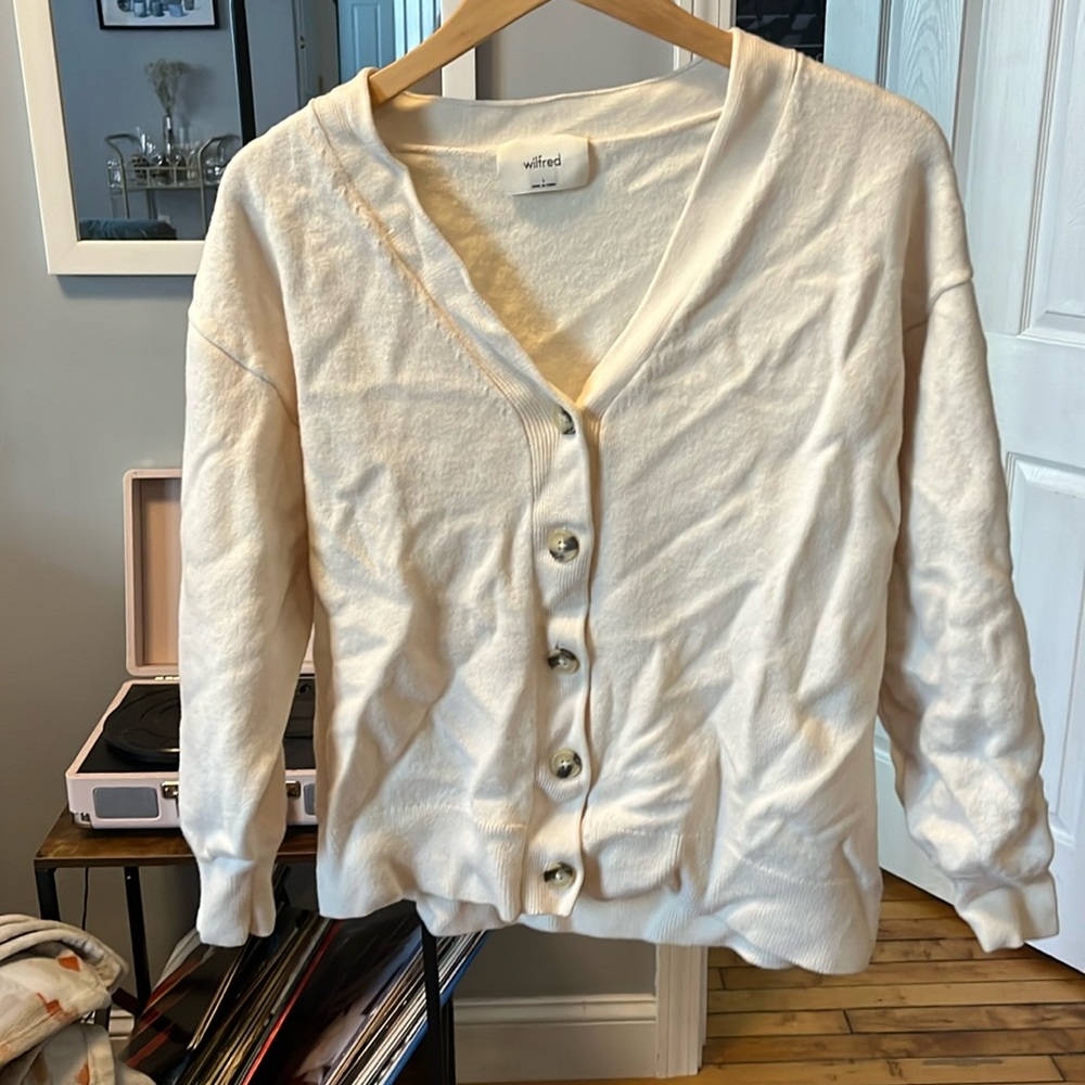 Aritzia Wilfred cream button up cardigan size large